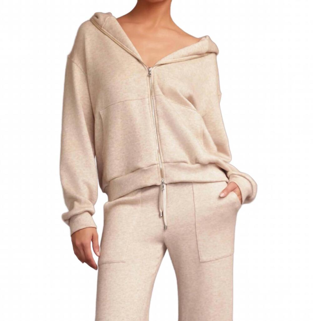 NEW HEROINE SPORT plush relaxed-fit hoodie in oat